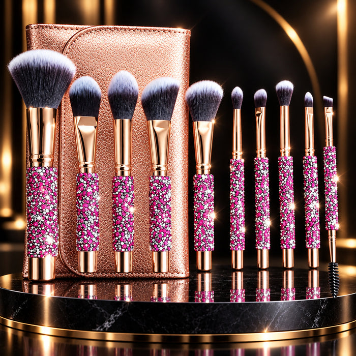 10-Piece Diamond Crystal Makeup Brush Set