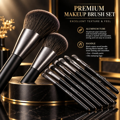 10-Piece Natural Wood Makeup Brush Set – product image 2