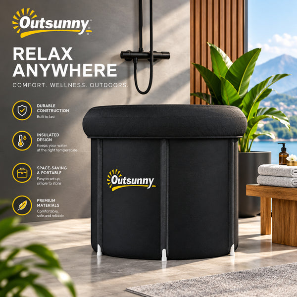 Portable Cold Plunge Tub with Insulated Cover