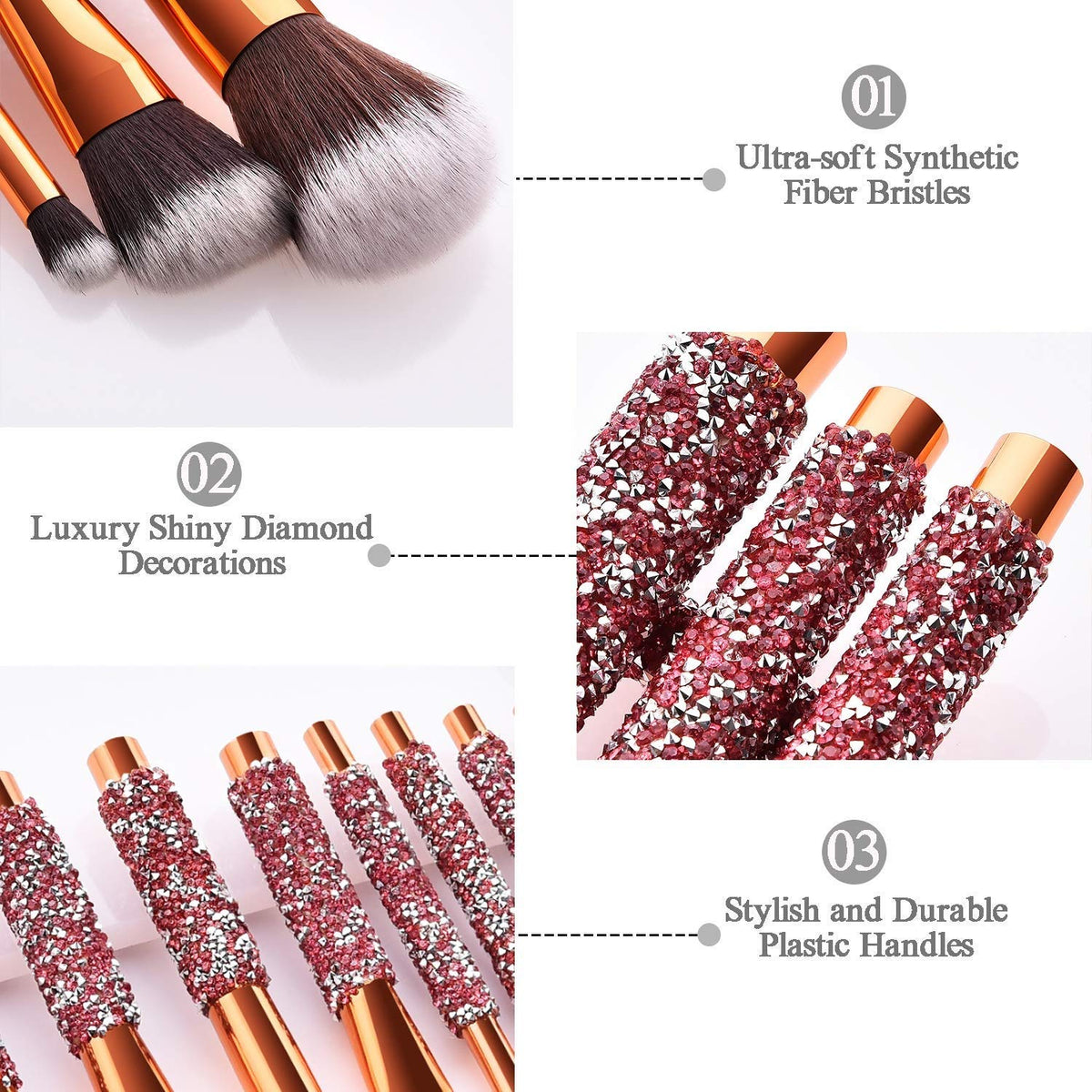 10-Piece Diamond Crystal Makeup Brush Set – product image 7