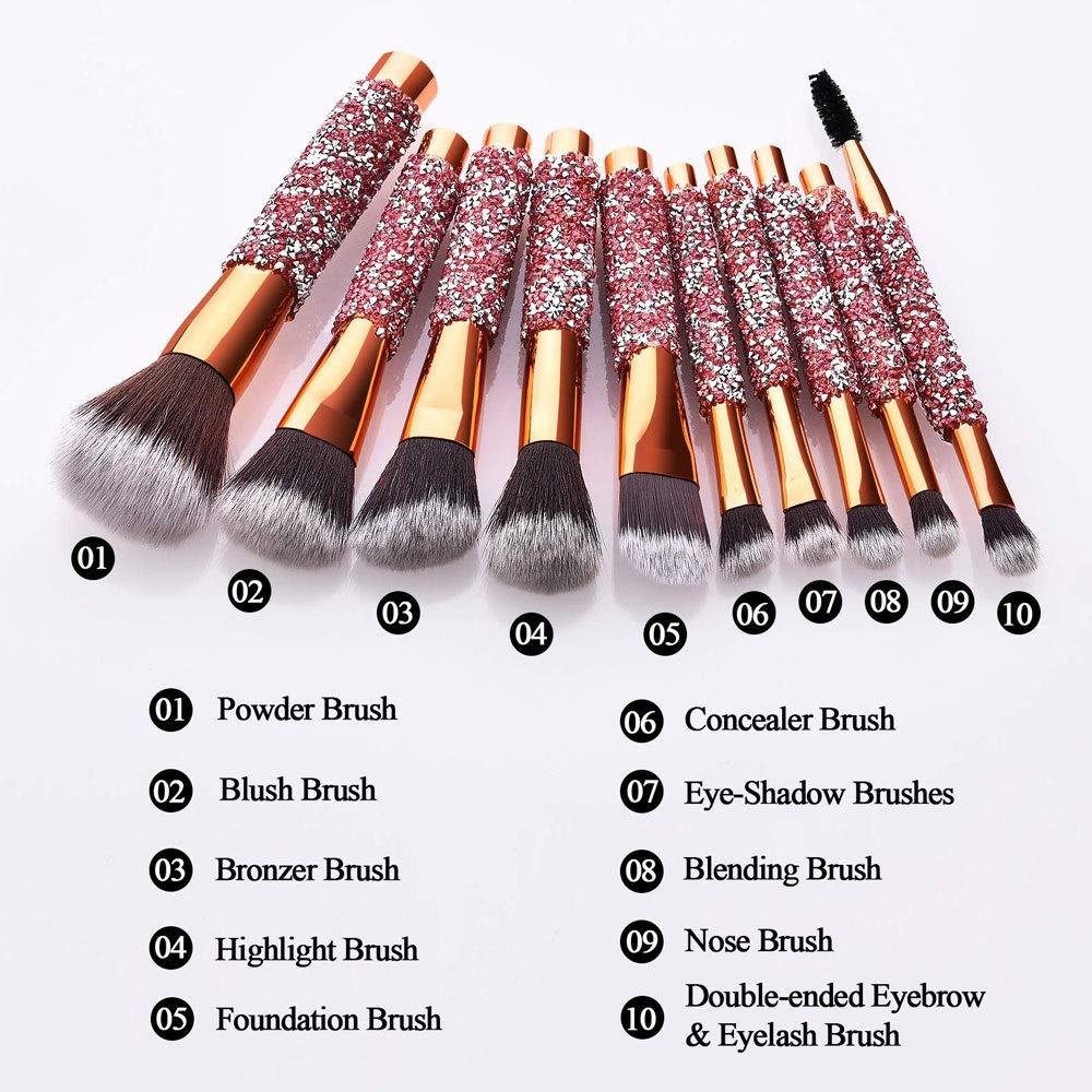 10-Piece Diamond Crystal Makeup Brush Set – product image 4